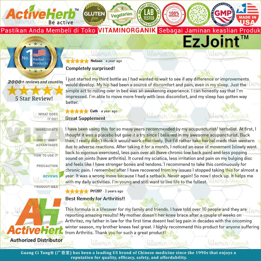 Obat Encok / Rematik /  Rheumatoid Arthritis / Radang & Nyeri Sendi / Pegal Linu Herbal EzJoint