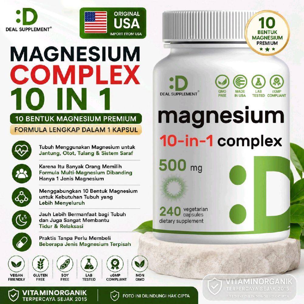 Magnesium Complex 10 in 1 DEAL Supplement 500mg, 240 Veggie Capsules Original USA
