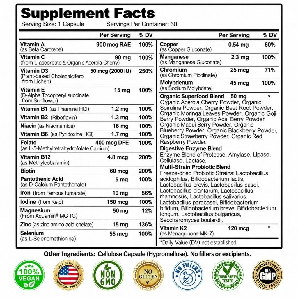 Multivitamin For Women VEGAN Supplement Studio 60 Kapsul Original USA