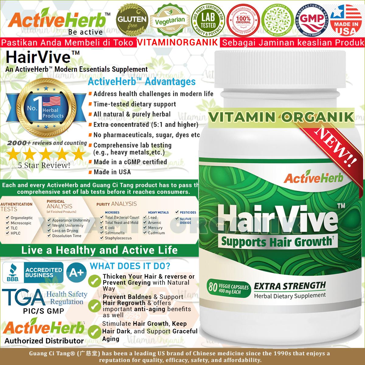 HAIRVIVE - Obat Botak / Kebotakan / Rambut Rontok / Penumbuh Rambut / Uban TCM Herbal ORIGINAL USA