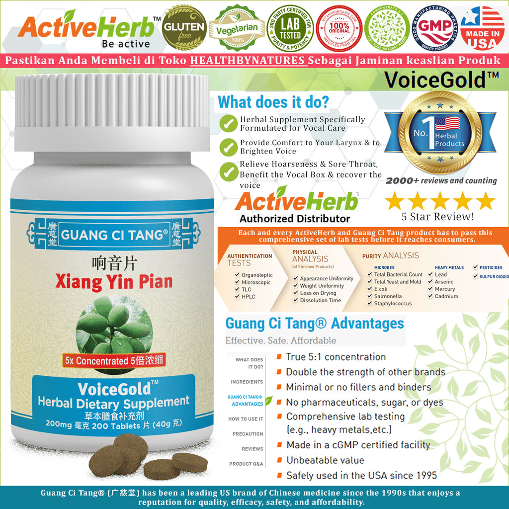 VoiceGOLD - Obat Suara Hilang - Serak - Parau & Infeksi - Radang Tenggorokan TCM Herbal ORIGINAL USA