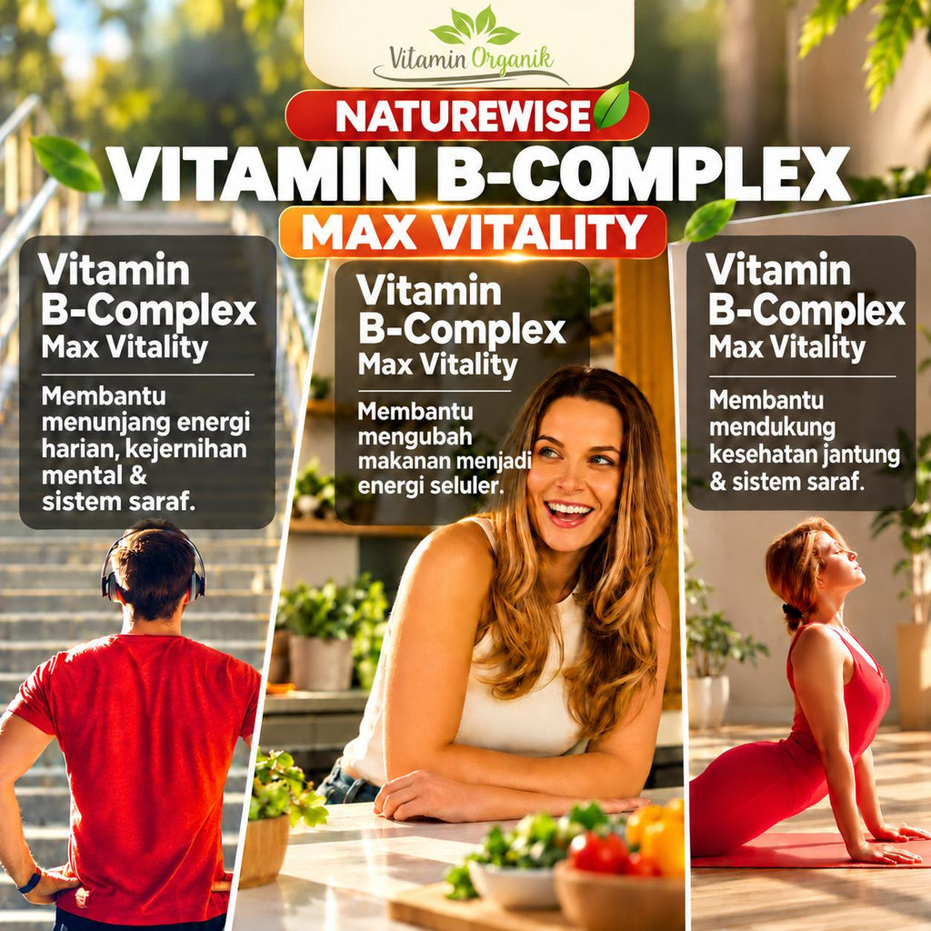 NatureWise Vitamin B Complex B1 B2 B3 B6 B12 for Women and Men + with Folic Acid + Biotin 60 Sofgels Original USA