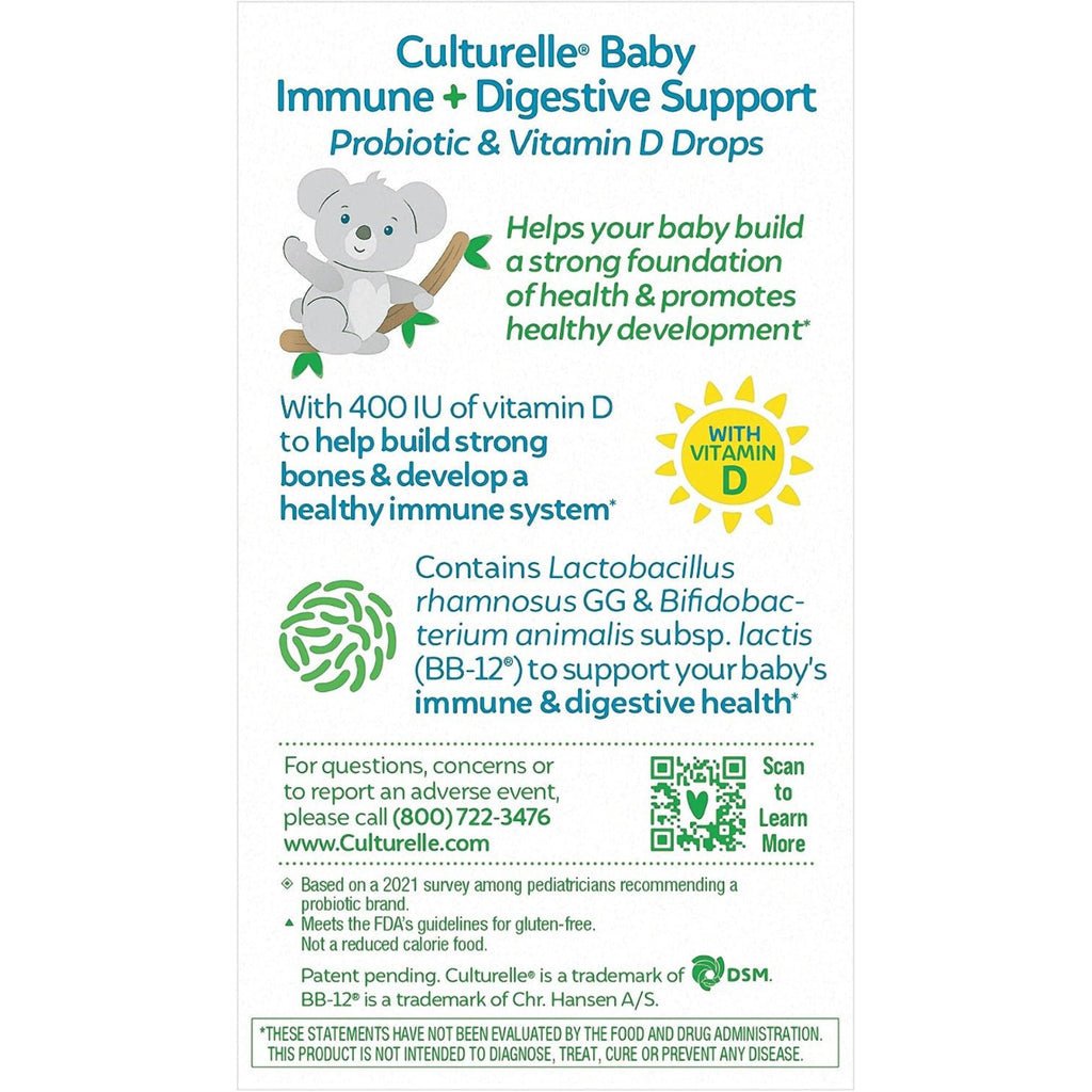 Culturelle Baby Grow & Thrive Probiotics + Vitamin D Drops 400 IU Penambah Imun Anak / Bayi ORIGINAL USA USA