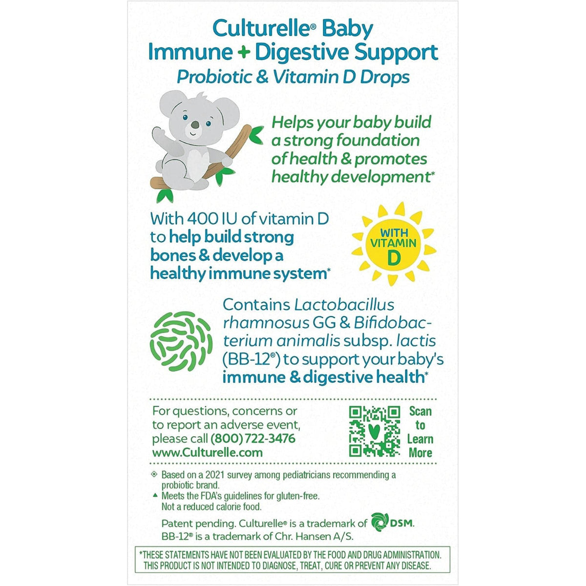 Culturelle Baby Grow & Thrive Probiotics + Vitamin D Drops 400 IU Penambah Imun Anak / Bayi ORIGINAL USA USA