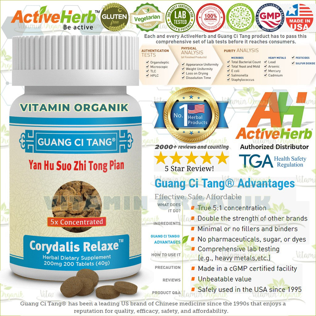 Obat Pereda Nyeri / Penghilang Rasa Sakit / Penahan Sakit TCM Herbal Corydalis Relaxe