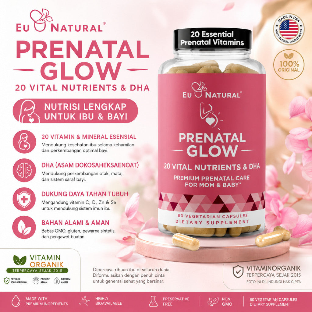 Eunatural / Eu Natural GLOW Supplemen Mutivitamin Wanita 25in1+ FOLIC ACID & DHA Untuk Prenatal, Ibu Hamil & Menyusui ORGINAL USA