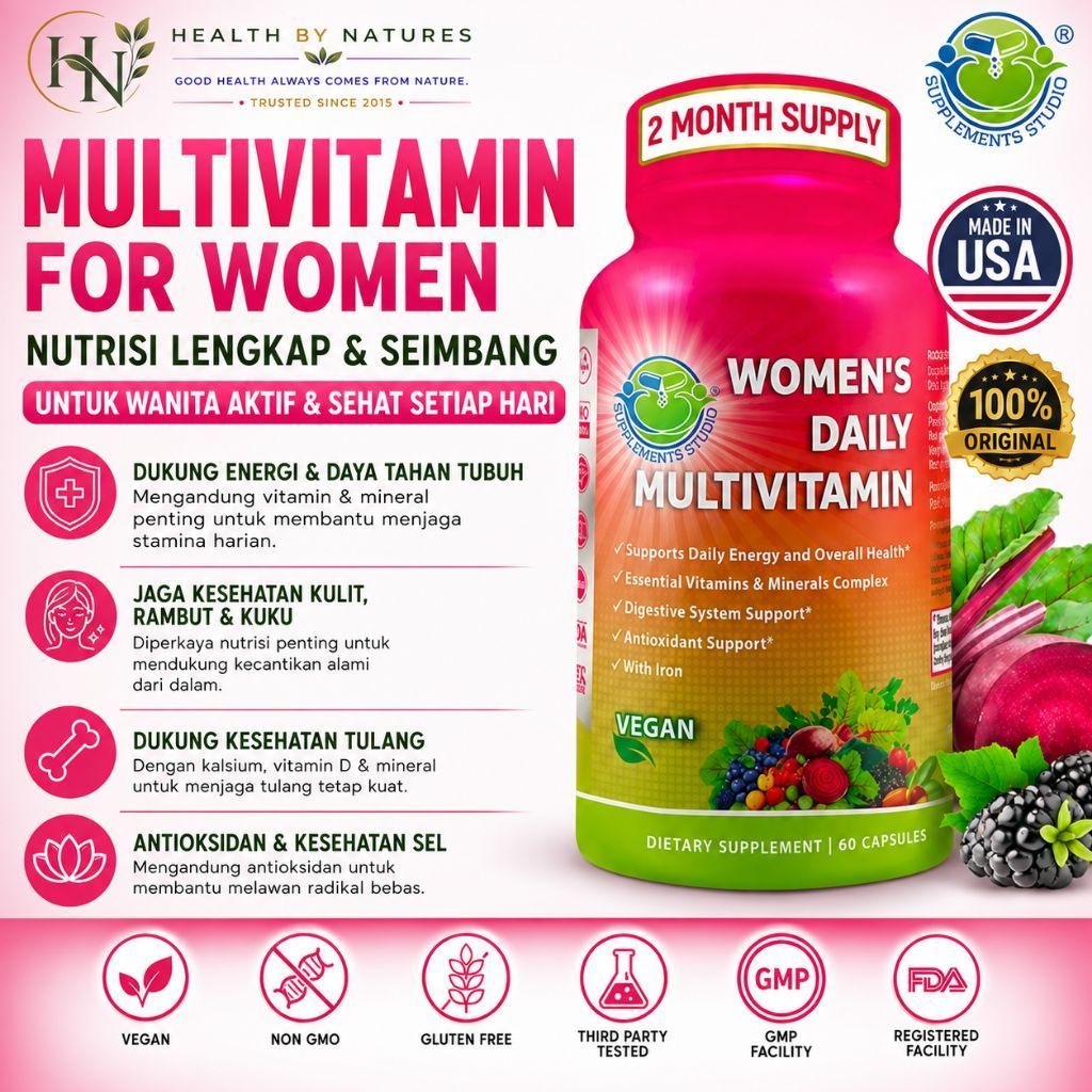 Multivitamin For Women VEGAN Supplement Studio 60 Kapsul Original USA
