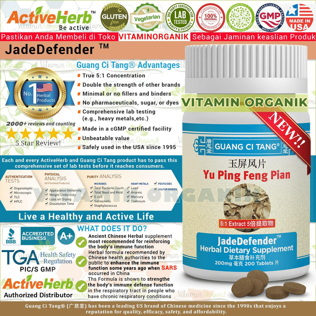 JADE DEFENDER - Suplemen / Obat Penambah Daya Tahan Tubuh / Sistem Imun Herbal TCM ORIGINAL USA