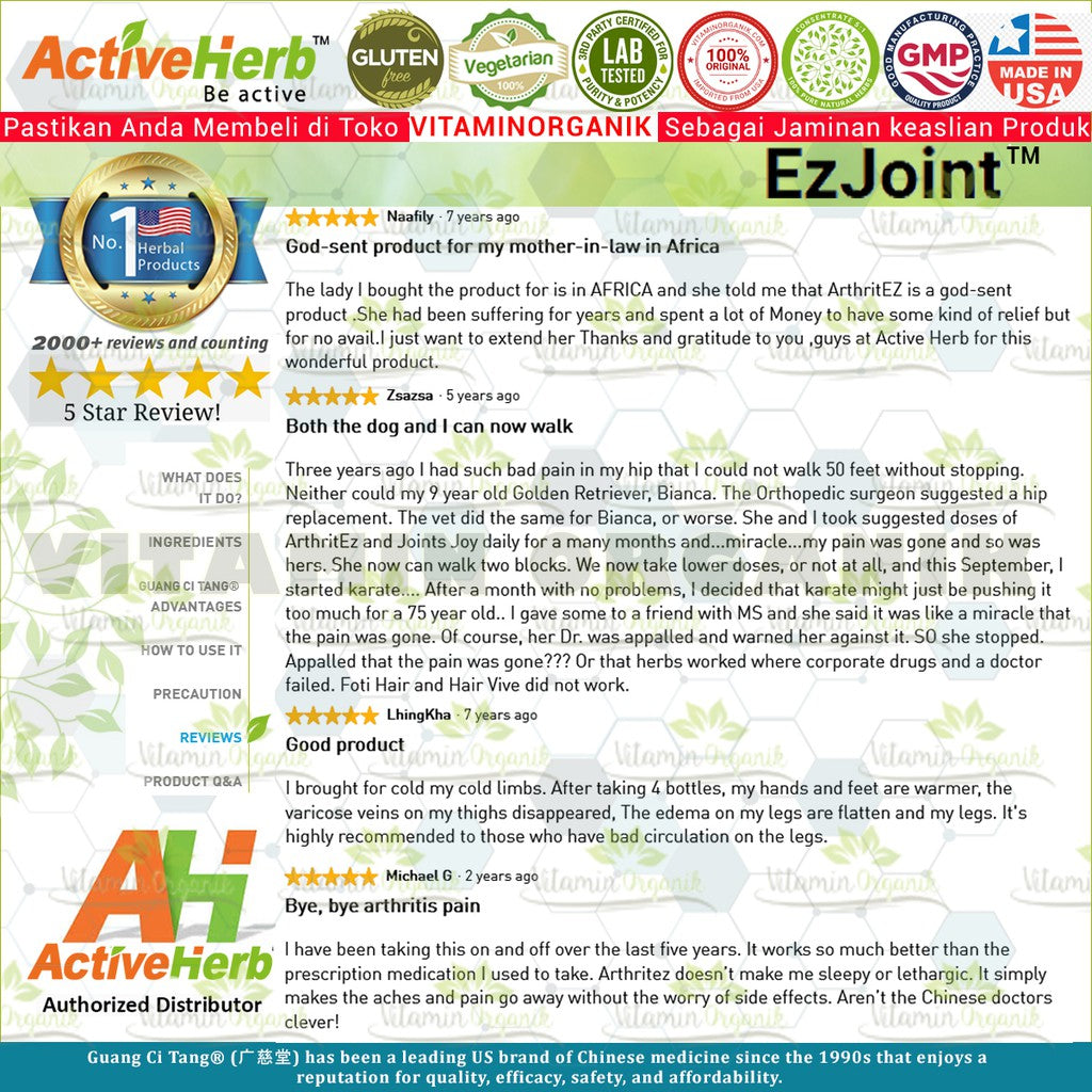 Obat Encok / Rematik /  Rheumatoid Arthritis / Radang & Nyeri Sendi / Pegal Linu Herbal EzJoint