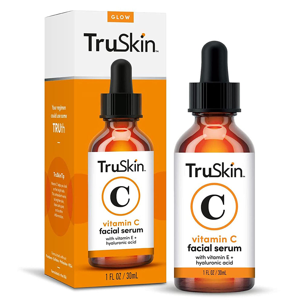 TruSkin Vitamin C Serum + Hyaluronic Acid + Vitamin E Pemutih & Anti Kerutan Wajah / Dark Spots ORIGINAL USA