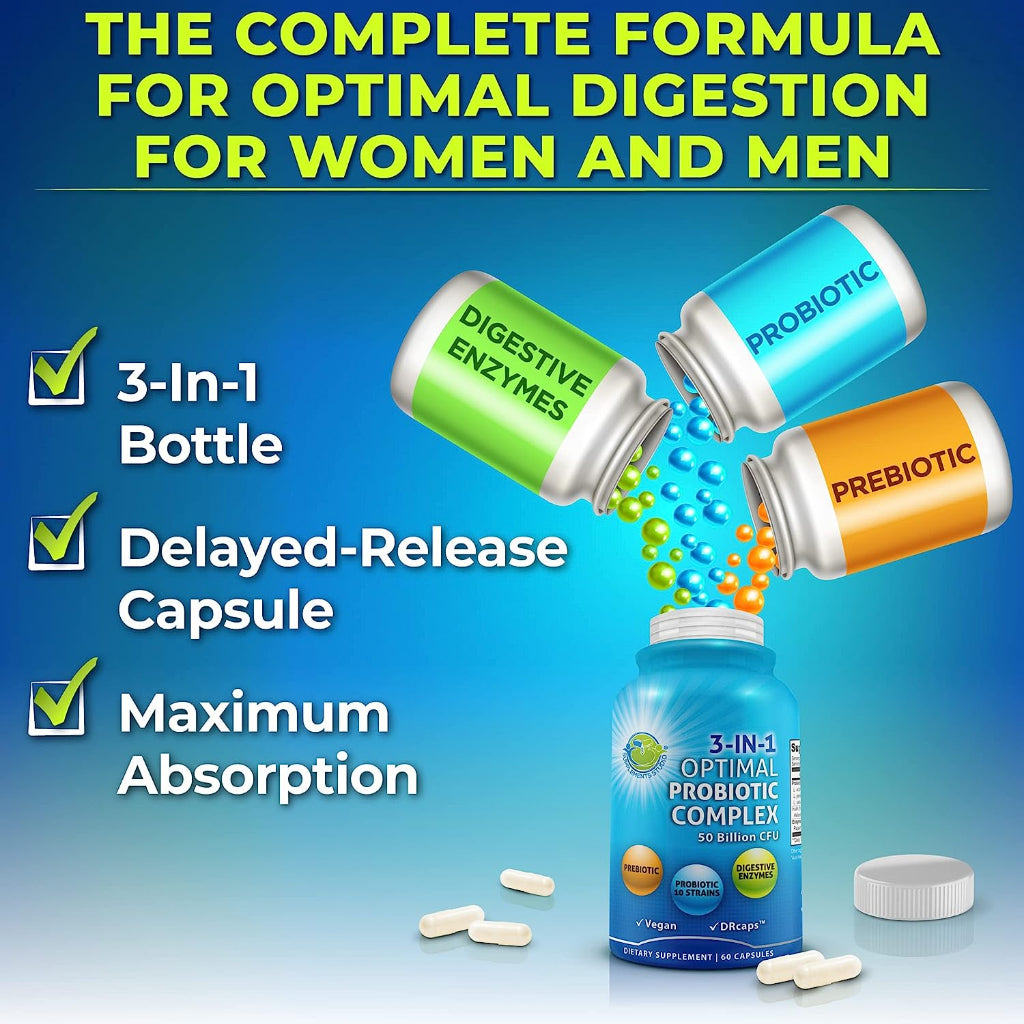 Probiotic /  Probiotik Optimal 10 strain 50 billion + Prebiotic + Enzim Supplement Studio ORI USA