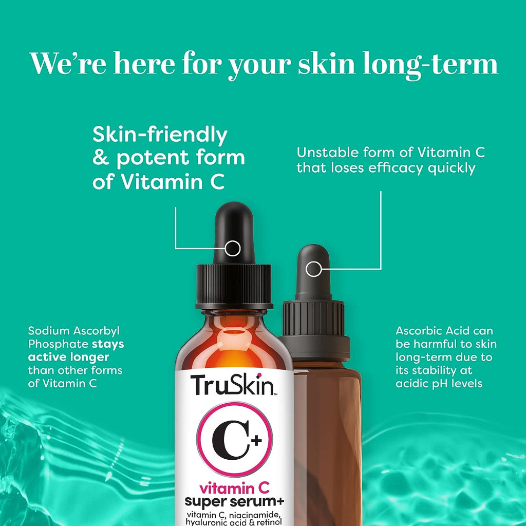 TruSkin SUPER SERUM Vitamin C + Hyaluronic & Salicylic Acid + Niacinamide + Retinol + Anti Aging & Kerutan Wajah Original USA