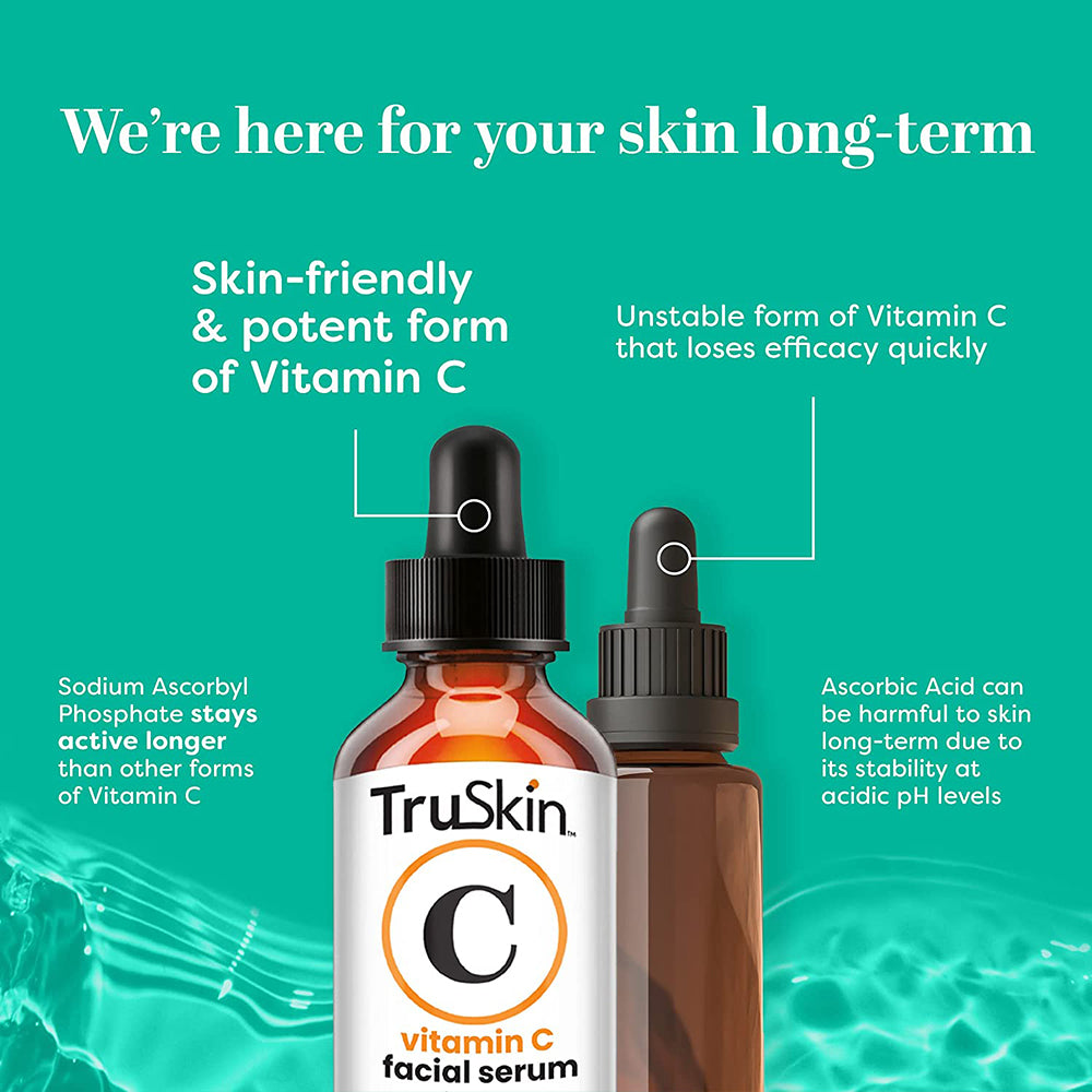 TruSkin Vitamin C Serum + Hyaluronic Acid + Vitamin E Pemutih & Anti Kerutan Wajah / Dark Spots ORIGINAL USA