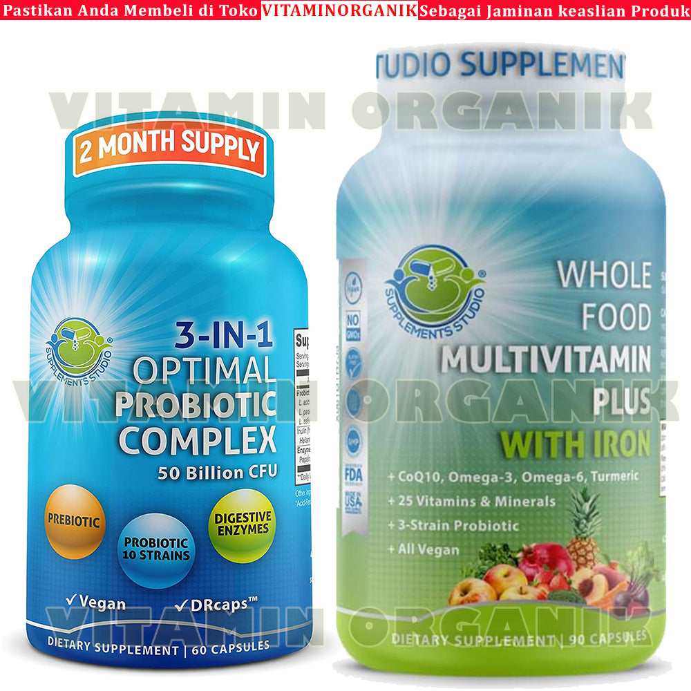 Probiotic /  Probiotik Optimal 10 strain 50 billion + Prebiotic + Enzim Supplement Studio ORI USA