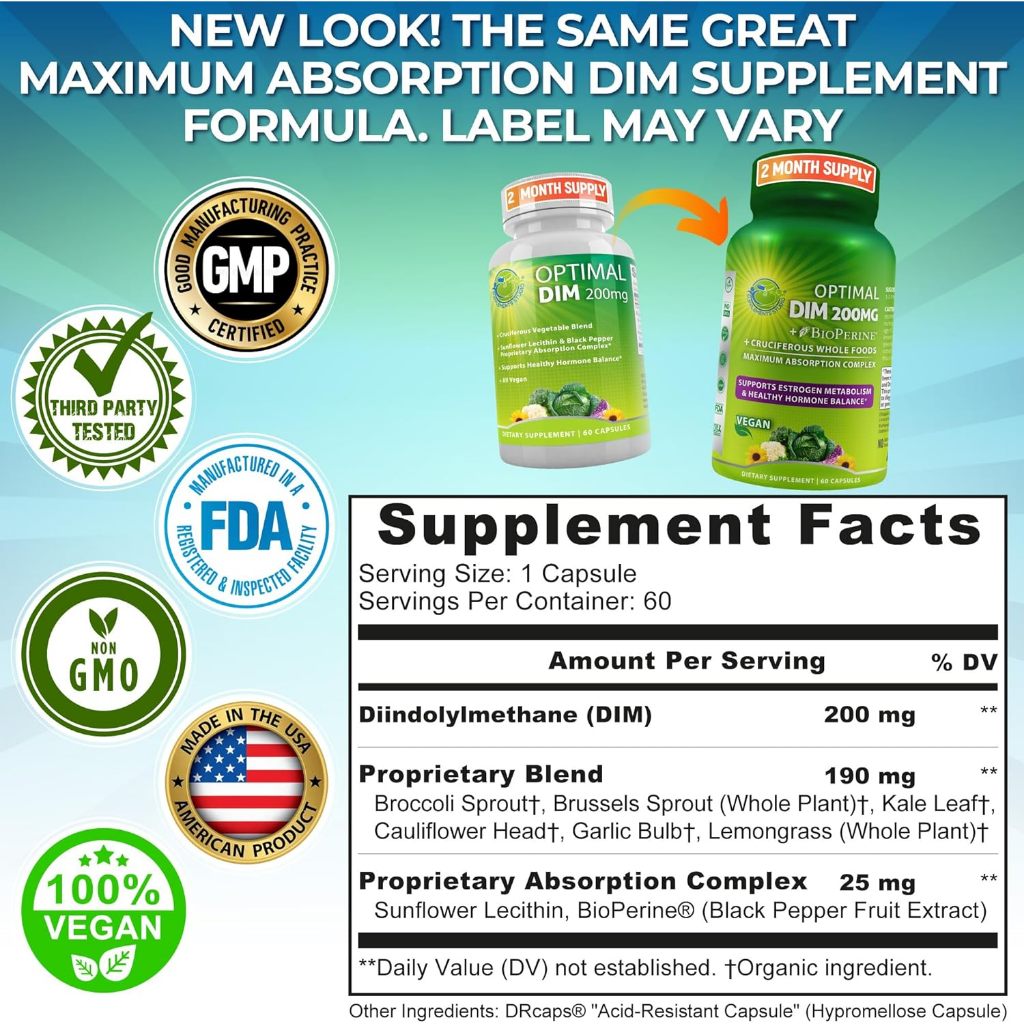 DIM Supplements Optimal 200mg - Estrogen Balance - Obat PCOS & Jerawat & Menopause Supplement Studio