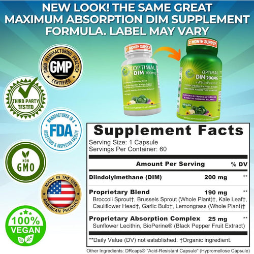 DIM Supplements Optimal 200mg - Estrogen Balance - Obat PCOS & Jerawat & Menopause Supplement Studio
