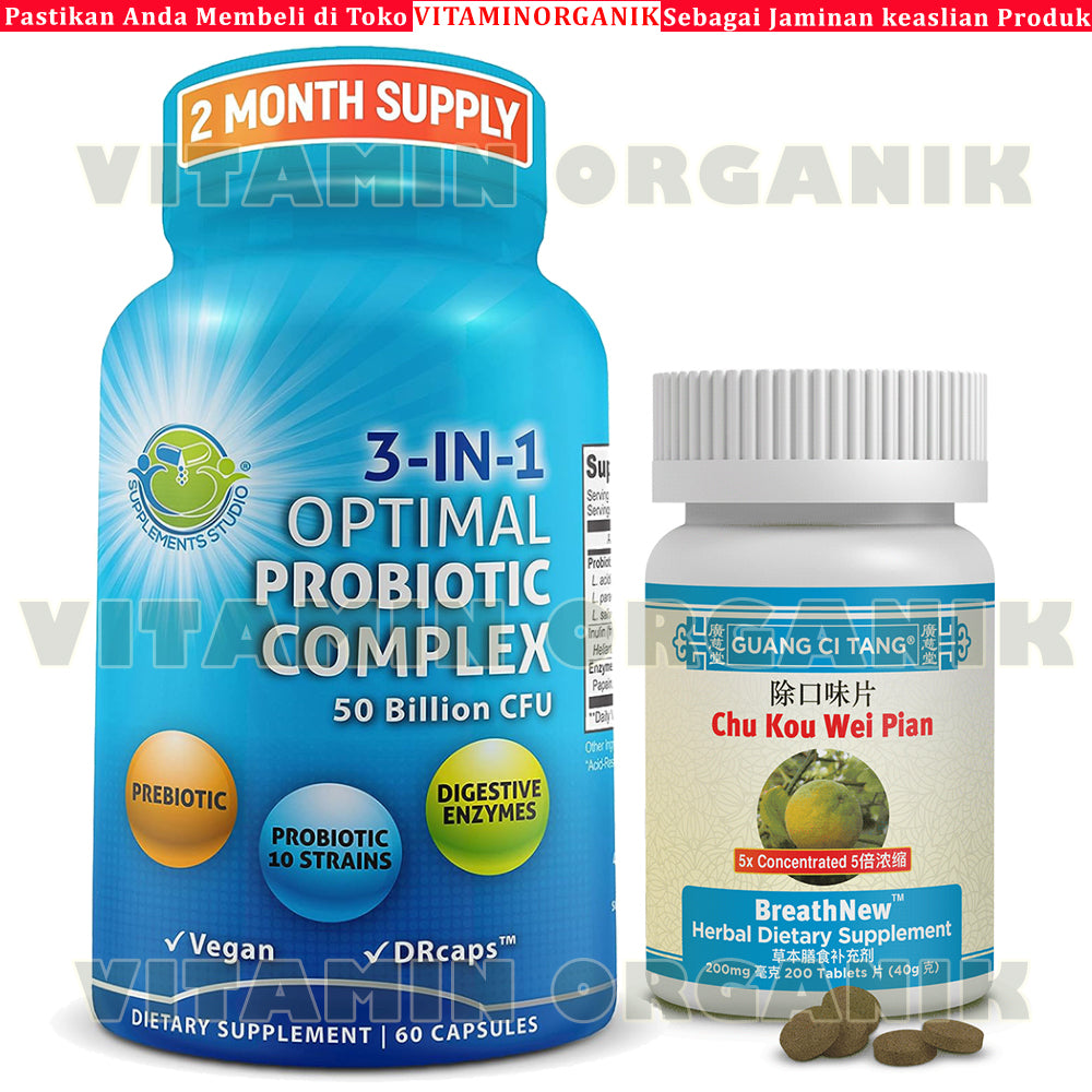 Probiotic /  Probiotik Optimal 10 strain 50 billion + Prebiotic + Enzim Supplement Studio ORI USA