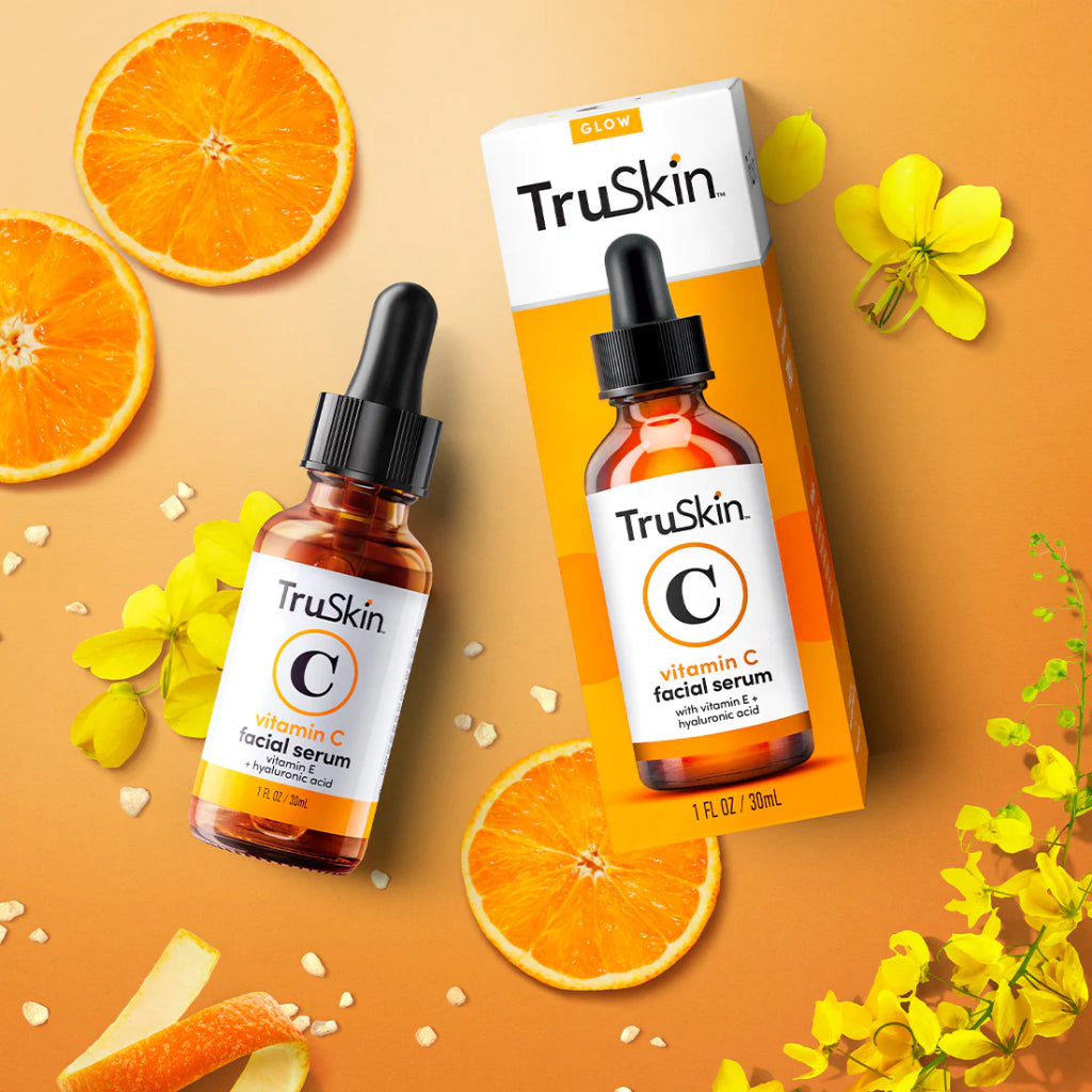 TruSkin Vitamin C Serum + Hyaluronic Acid + Vitamin E Pemutih & Anti Kerutan Wajah / Dark Spots ORIGINAL USA