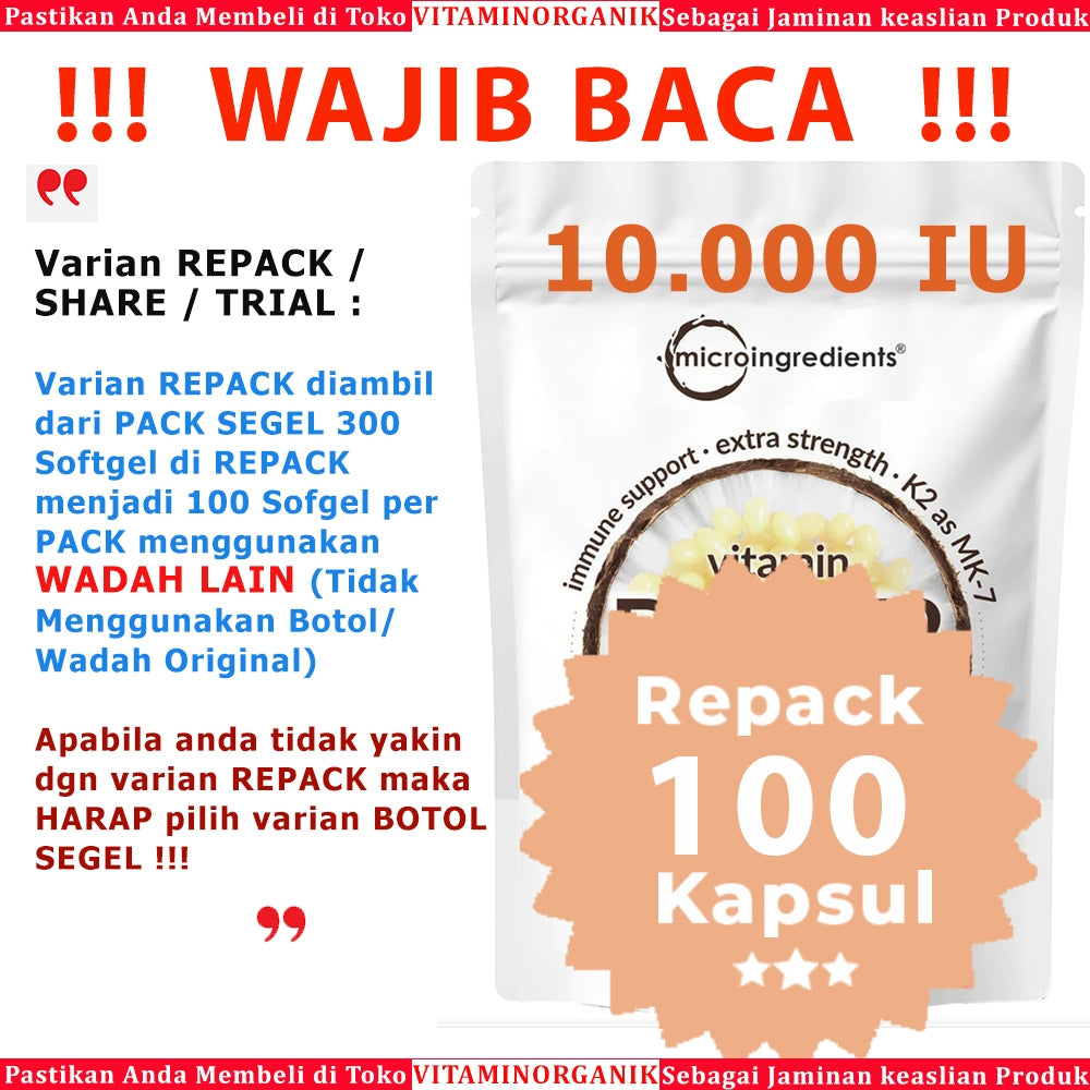 D3K2 Vitamin D3 10000 IU + K2 200 mcg + Coconut Oil Micro Ingredients 300 Softgels 1000% ORIGINAL USA Box SEGEL