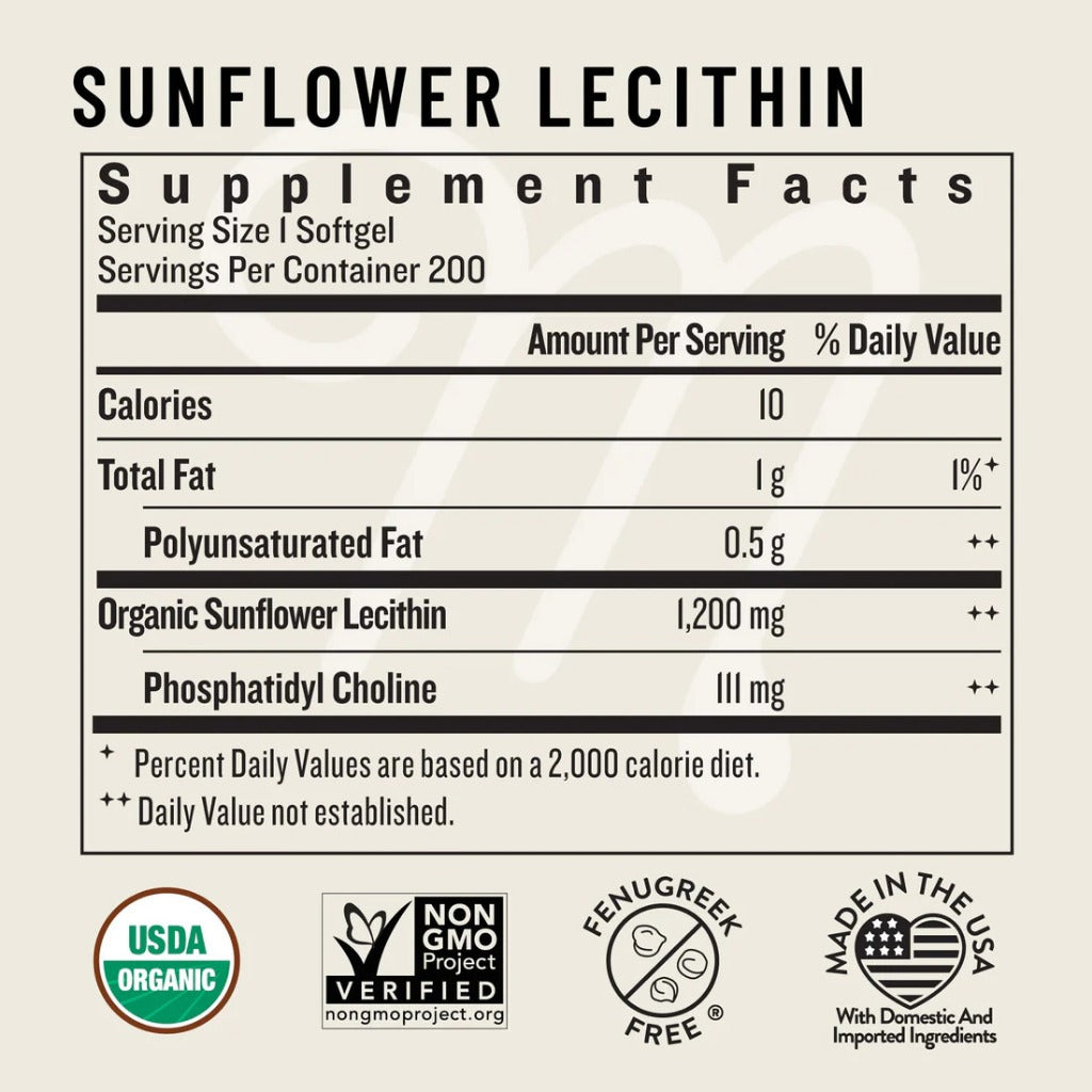 Sunflower Lecithin Organik 1200mg LEGENDAIRY MILK Repack 50 Kapsul / Botol Segel 200 Kapsul original USA