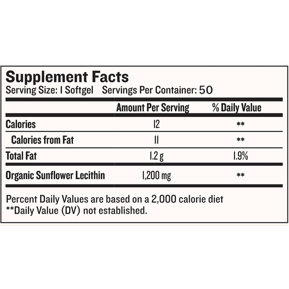 Sunflower Lecithin Organik 1200mg LEGENDAIRY MILK Repack 50 Kapsul / Botol Segel 200 Kapsul original USA