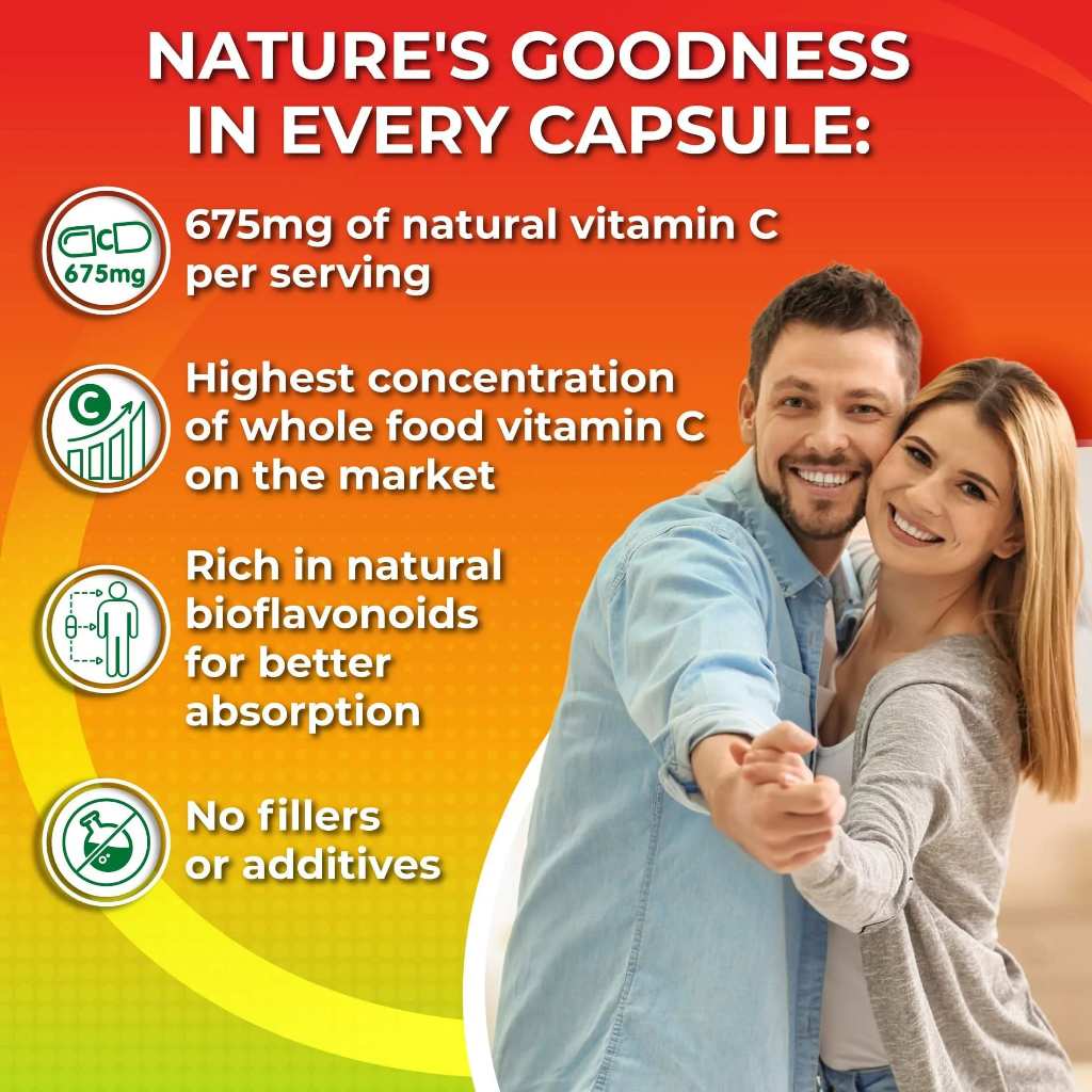 Vitamin C Complex + 1450 mg Pure Berries Organic Whole Food  - 120 Kapsul Original Suplement Studio USA