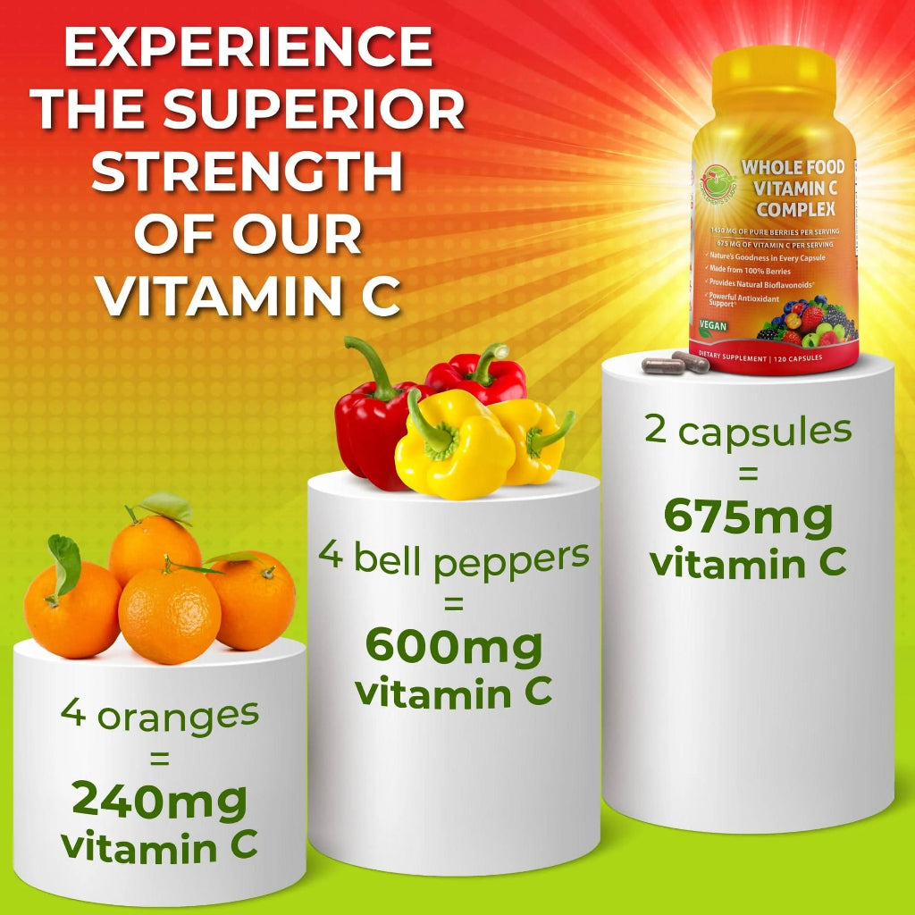 Vitamin C Complex + 1450 mg Pure Berries Organic Whole Food  - 120 Kapsul Original Suplement Studio USA