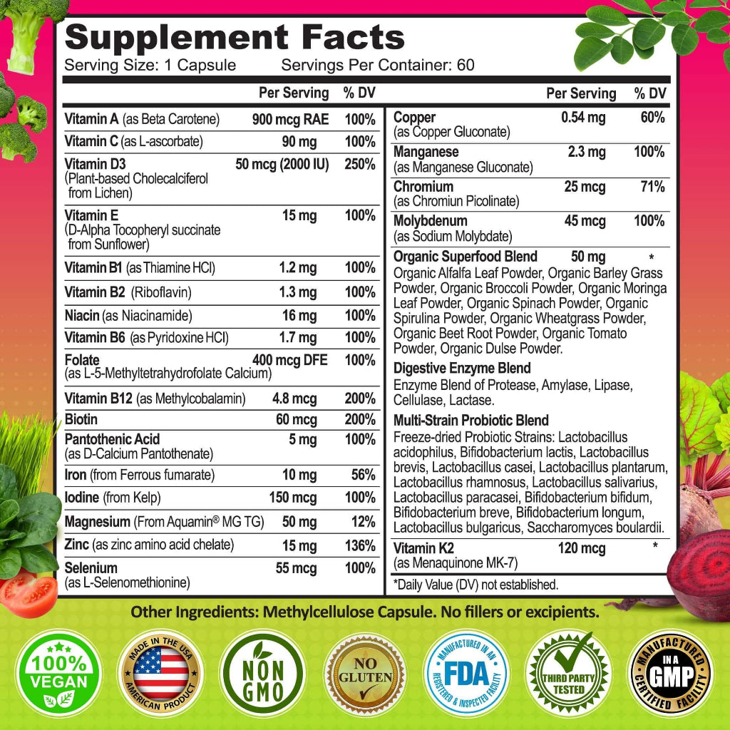 Multivitamin For Women VEGAN Supplement Studio 60 Kapsul Original USA