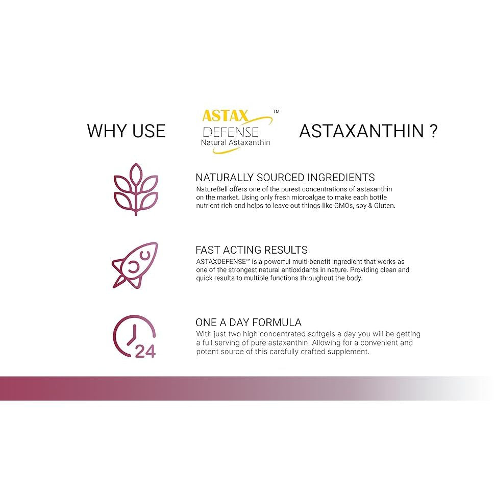 NatureBell Astaxanthin 12mg 240 Softgels Original USA + Astax (Max Strength from MicroAlgae)