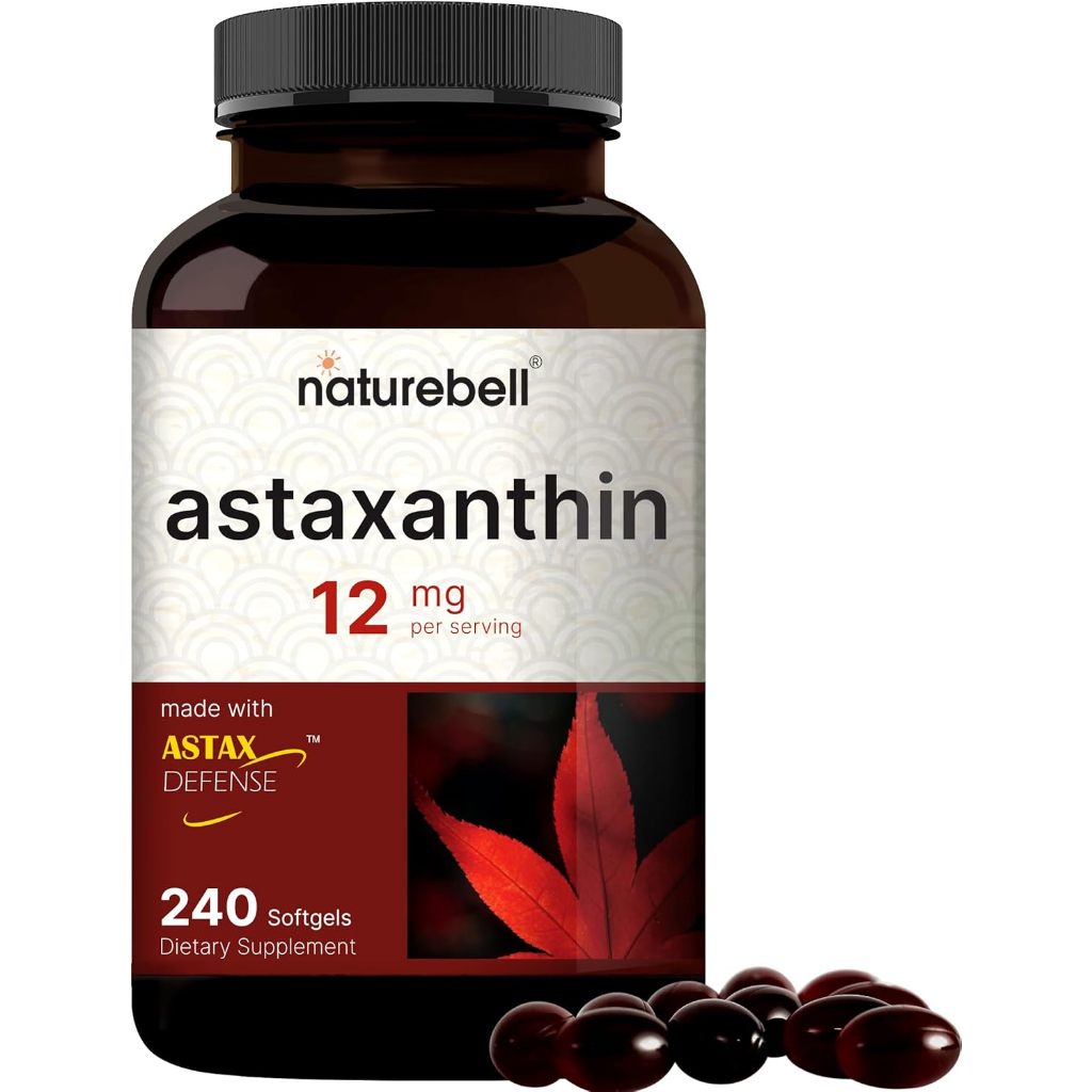 NatureBell Astaxanthin 12mg 240 Softgels Original USA + Astax (Max Strength from MicroAlgae)