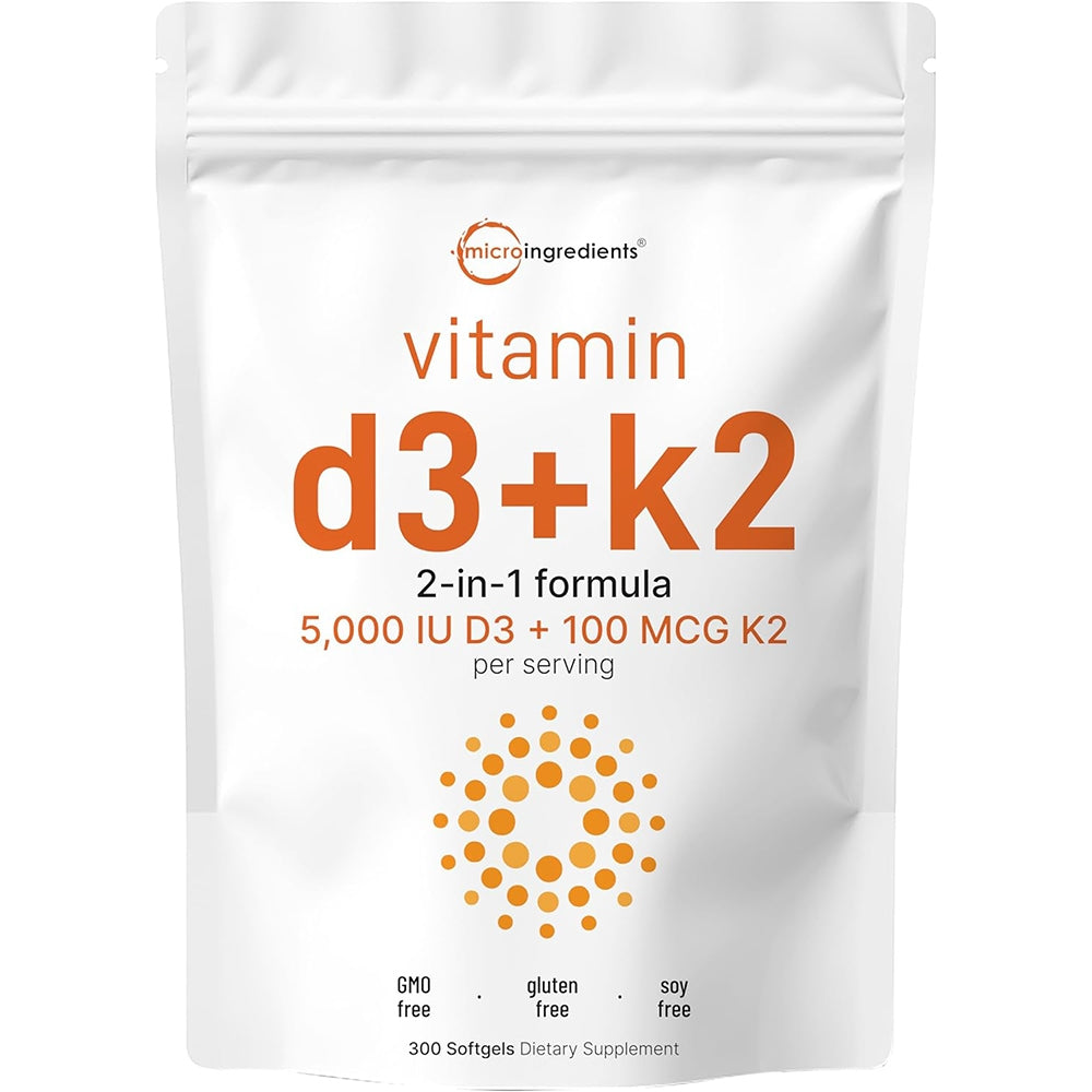 D3K2 Vitamin D3 10000 IU + K2 200 mcg + Coconut Oil Micro Ingredients 300 Softgels 1000% ORIGINAL USA Box SEGEL