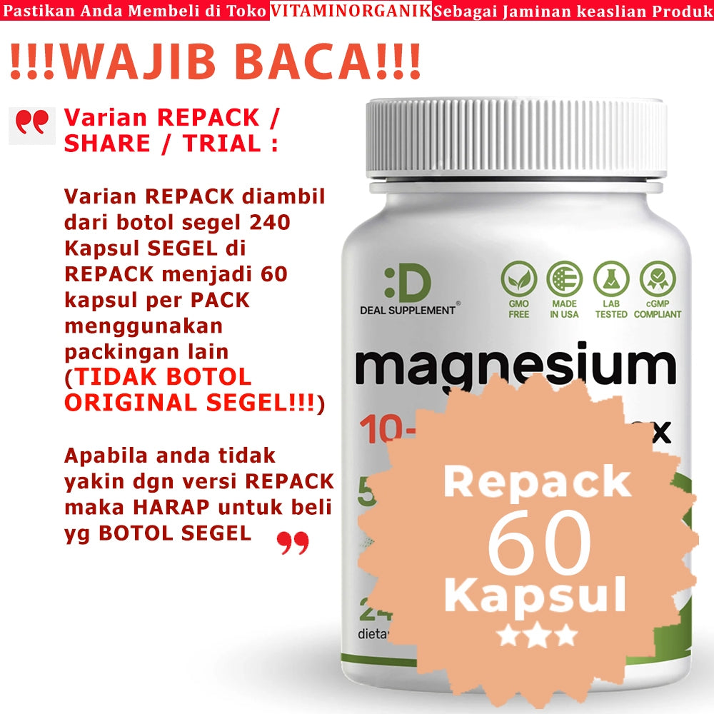Magnesium Complex 10 in 1 Supplement 500mg, 240 Veggie Capsules Original USA