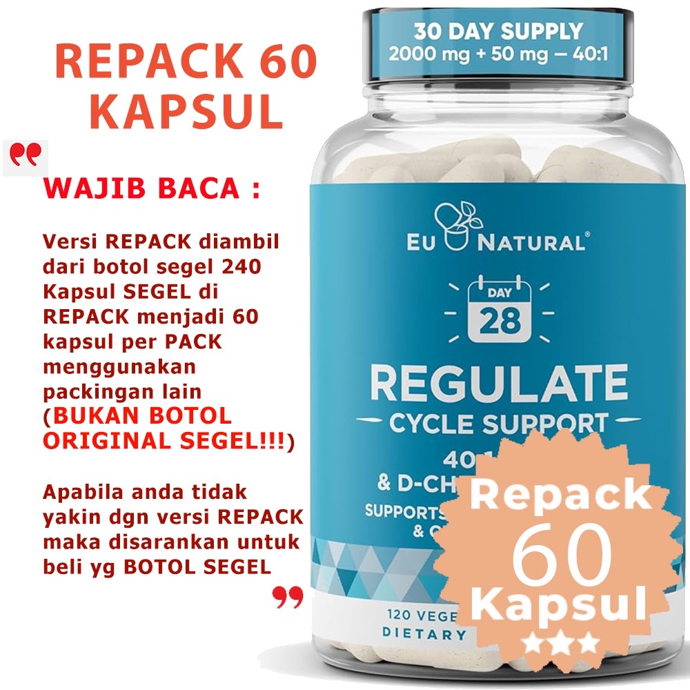 Eu Natural / Eunatural REGULATE - Myo-Inositol & D-Chiro 40:1 120  Kapsul - Obat PCOS & Penyubur Kandungan Wanita Original USA