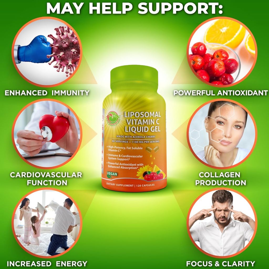 LIPOSOMAL Vitamin C 1100 mg + ORGANIC Acerola Cherries Liquid Capsules