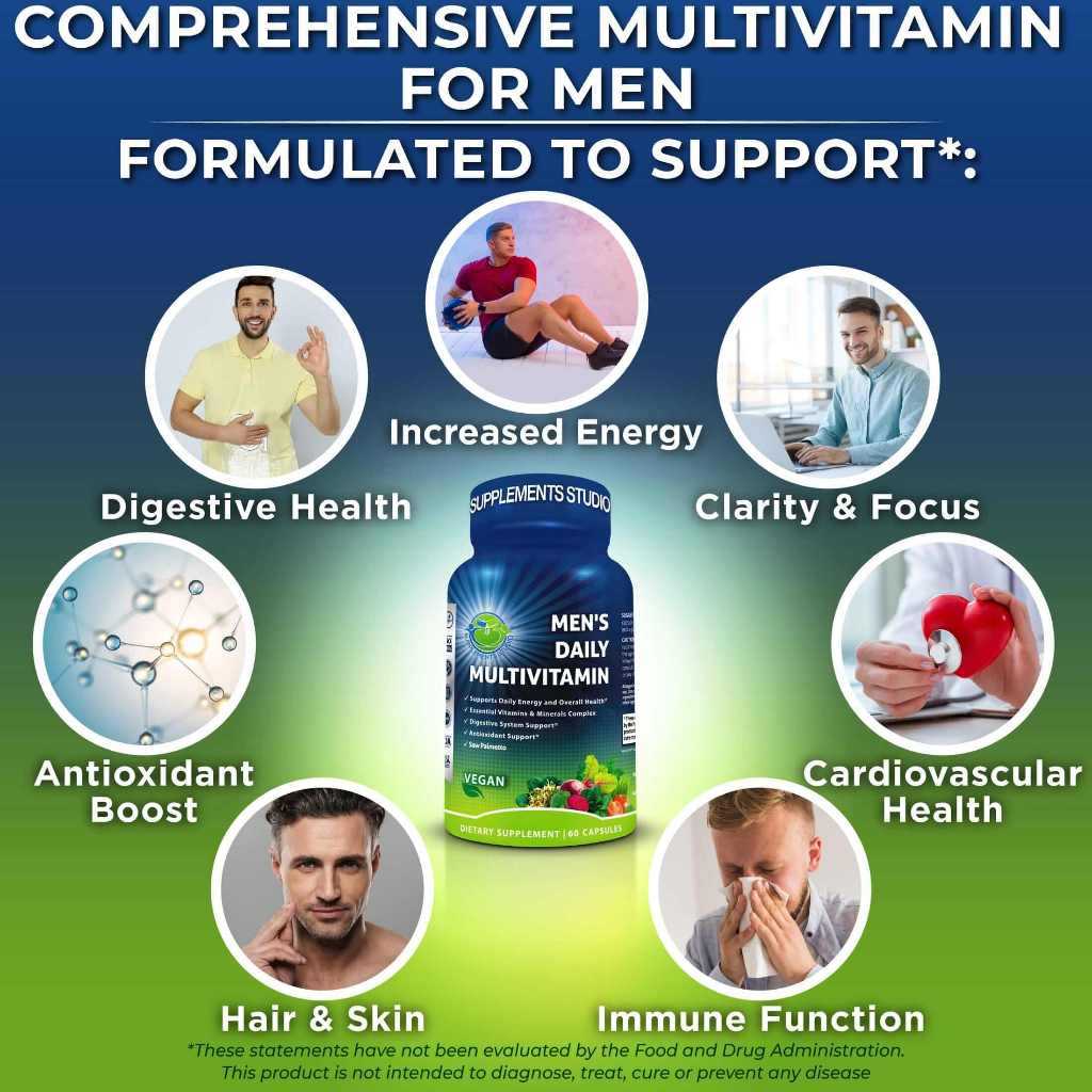 Multivitamin For Men VEGAN Supplement Studio 60 Kapsul Original USA