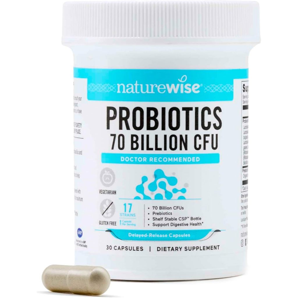 NATUREWISE Probiotics ORGANIC 17 Strains with 70 Billion CFU 30 Capsules + Prebiotics VEGAN Original USA