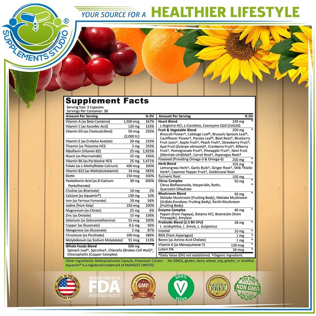 Multivitamin Wholefood Multivitamin PLUS + Probiotic ORIGINAL Supplement Studio USA