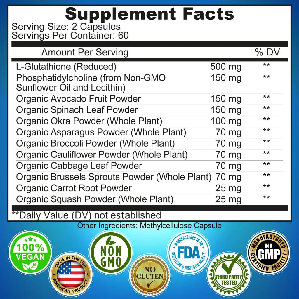 Liposomal GLUTATHIONE (L- Glutathione / REDUCED) 500Mg + WholeFoods 120 Cap Supplement Studio Original USA