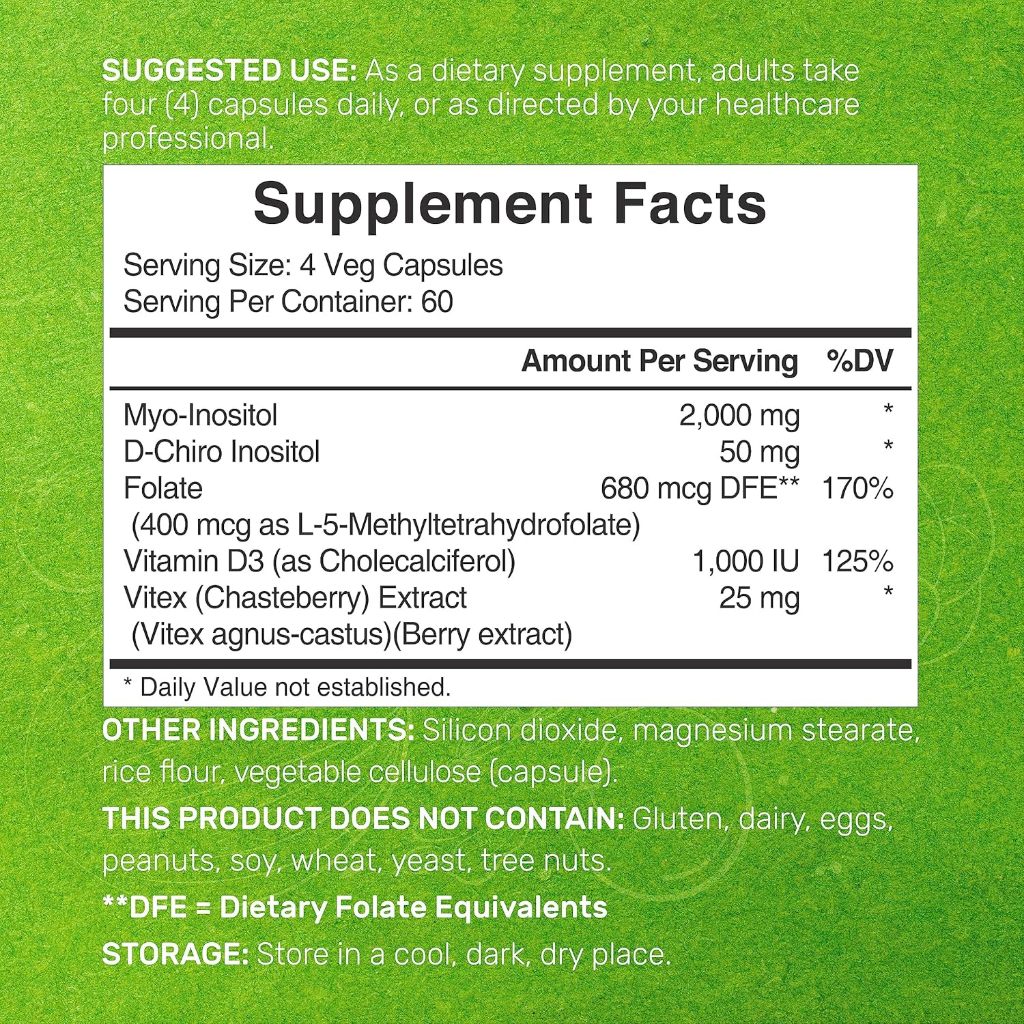 Myo-Inositol & D-Chiro Inositol DEAL Supplement for Women 240 Capsules + Folate + Vitamin D3 & Vitex ORIGINAL USA
