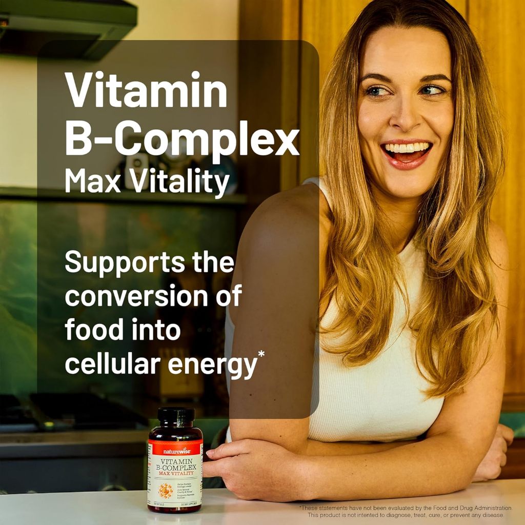 NatureWise Vitamin B Complex B1 B2 B3 B6 B12 for Women and Men + with Folic Acid + Biotin 60 Sofgels Original USA