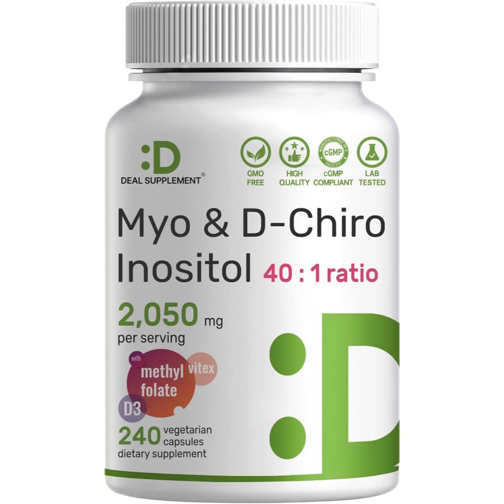 Myo-Inositol & D-Chiro Inositol DEAL Supplement for Women 240 Capsules + Folate + Vitamin D3 & Vitex ORIGINAL USA