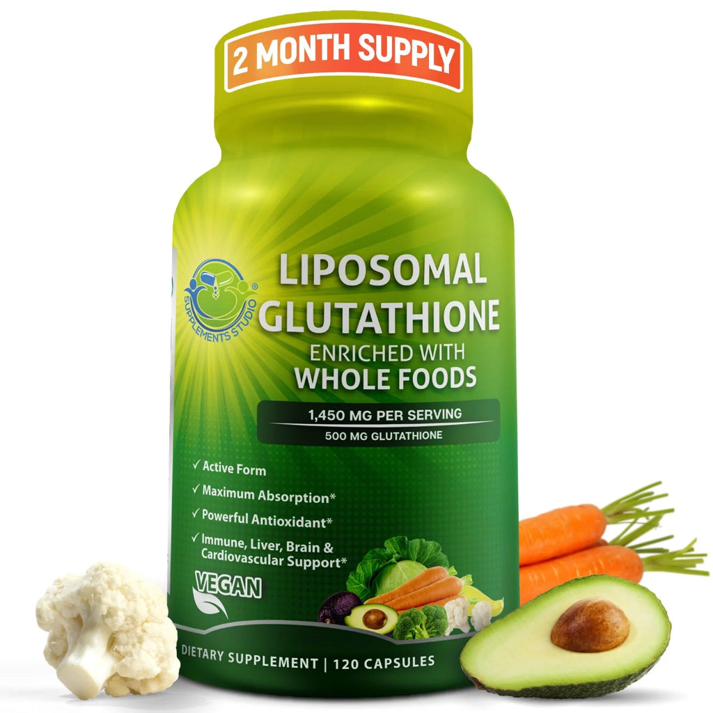 Liposomal GLUTATHIONE (L- Glutathione / REDUCED) 500Mg + WholeFoods 120 Cap Supplement Studio Original USA