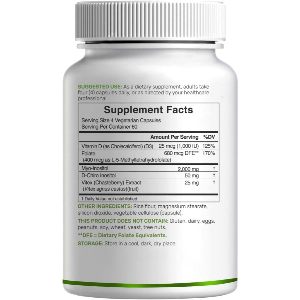 Myo-Inositol & D-Chiro Inositol DEAL Supplement for Women 240 Capsules + Folate + Vitamin D3 & Vitex ORIGINAL USA