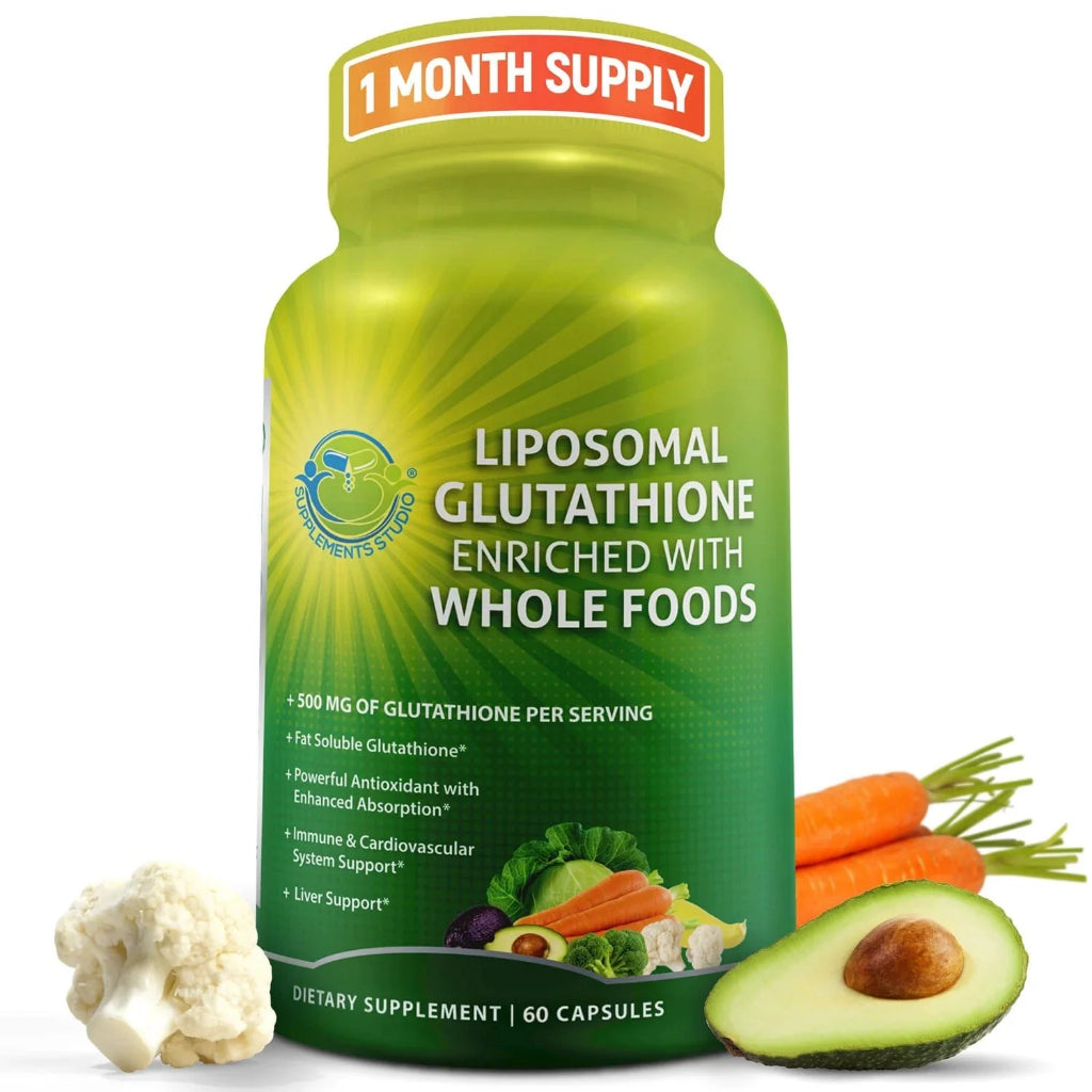 Liposomal GLUTATHIONE (L- Glutathione / REDUCED) 500Mg + WholeFoods 120 Cap Supplement Studio Original USA