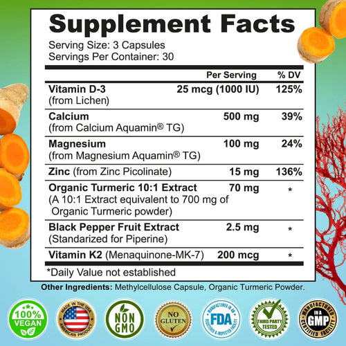 Calcium (Kalsium) PLANT BASED  + Magnesium + Zinc + D3 K2 + Turmeric 90 / 180 Capsules – Vitamin Support Tulang, Sendi, Otot | Supplement Studio USA ORIGINAL