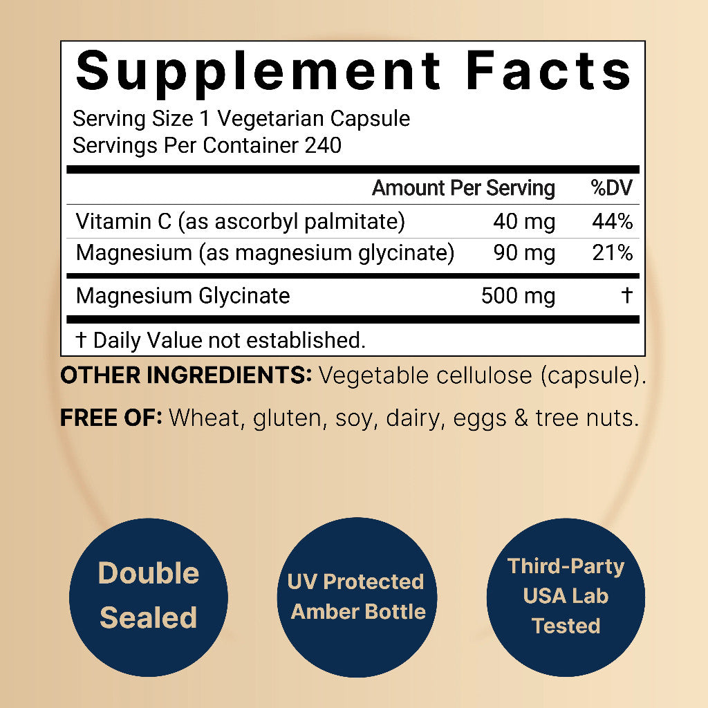 Magnesium Glycinate 500 Mg VEGAN Naturebell USA Original