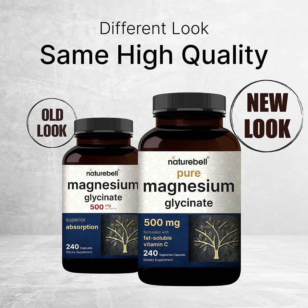 Magnesium Glycinate 500 Mg VEGAN Naturebell USA Original