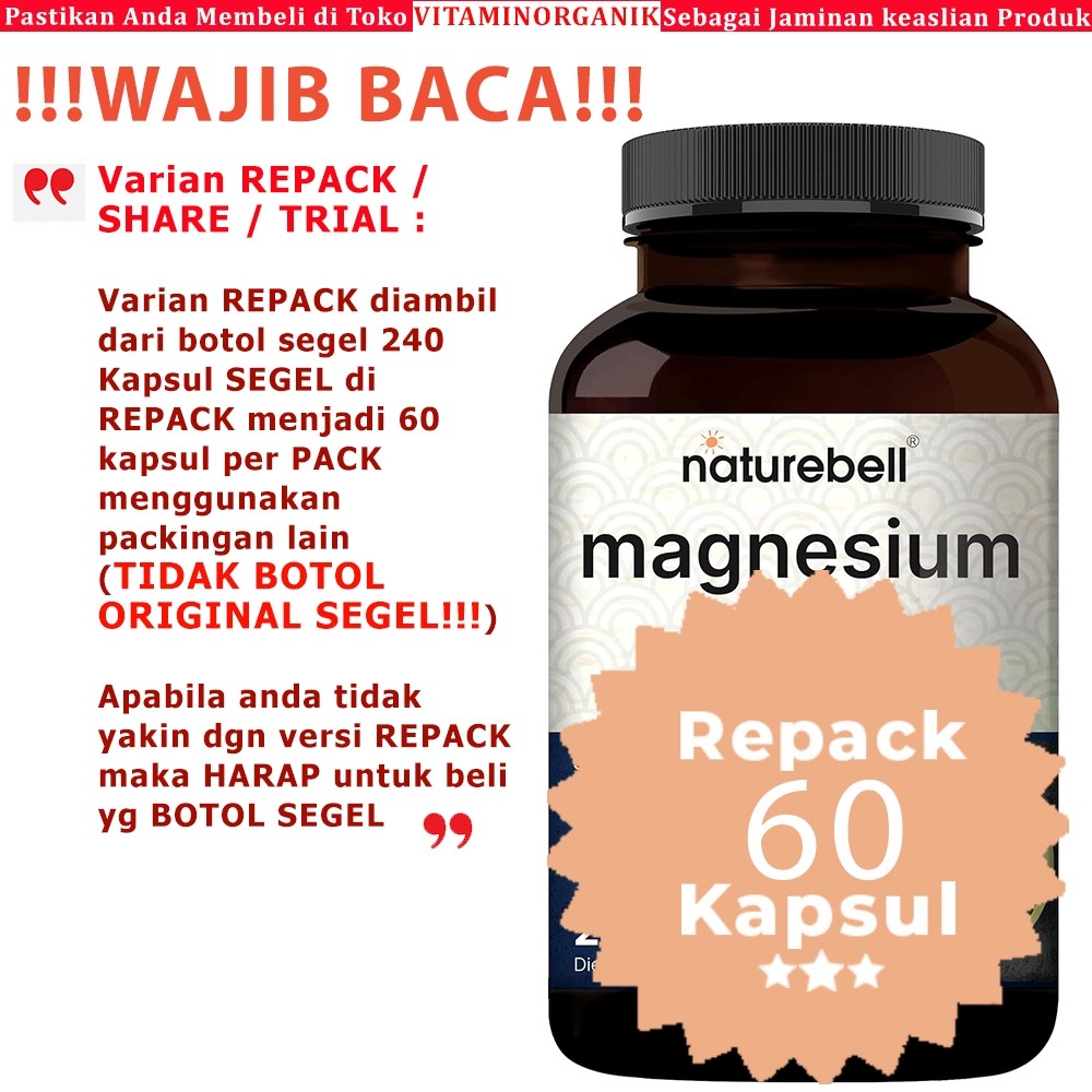 Magnesium Glycinate 500 Mg VEGAN Naturebell USA Original