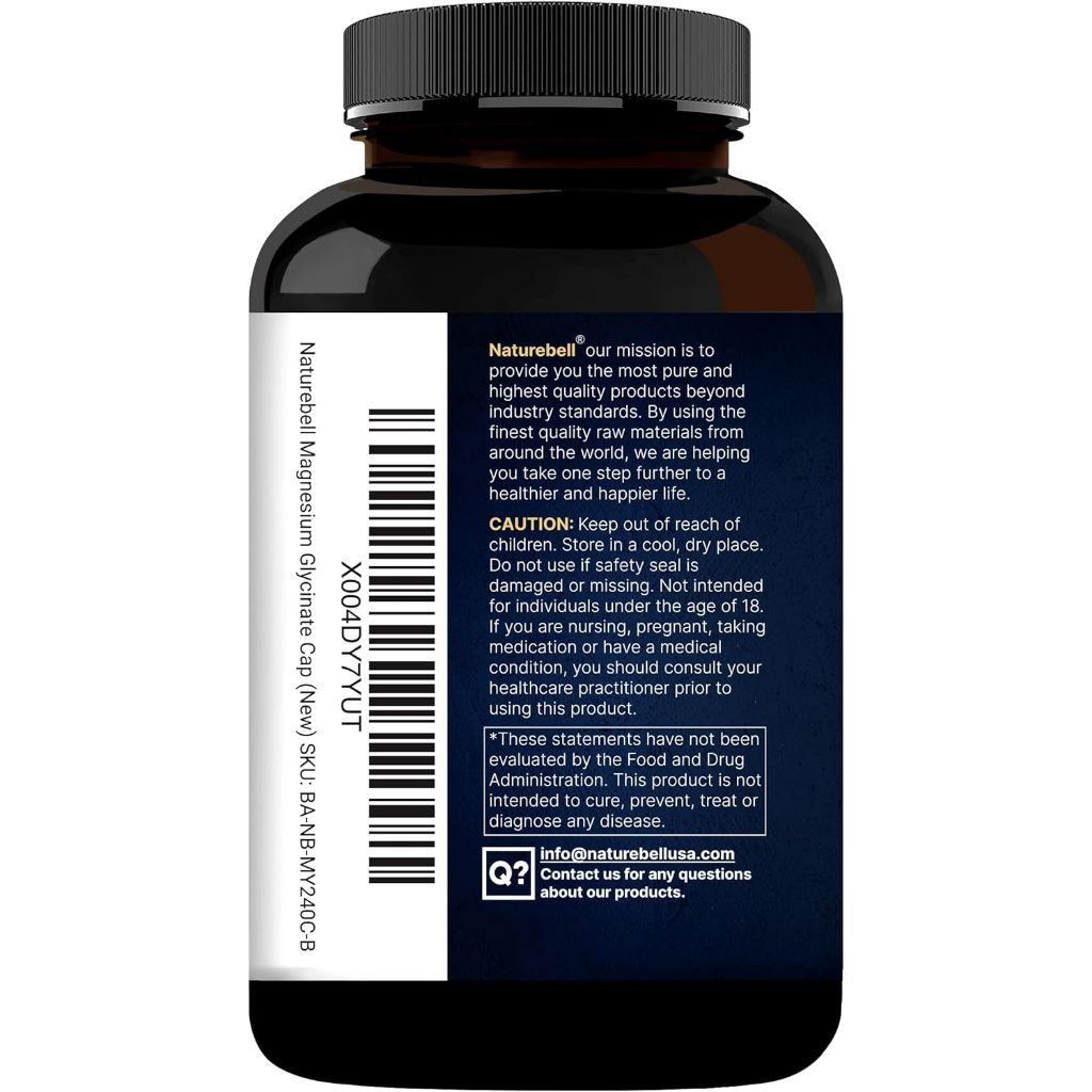 Magnesium Glycinate 500 Mg VEGAN Naturebell USA Original
