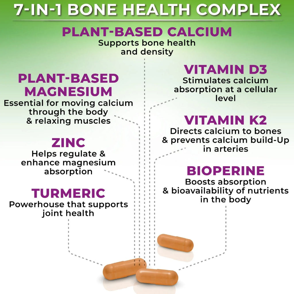 Calcium (Kalsium) PLANT BASED  + Magnesium + Zinc + D3 K2 + Turmeric 90 / 180 Capsules – Vitamin Support Tulang, Sendi, Otot | Supplement Studio USA ORIGINAL